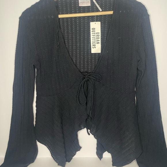 Urban Outfitters Sweaters - Urban Outfitters Black Tie-Front Knit Cardigan NWT